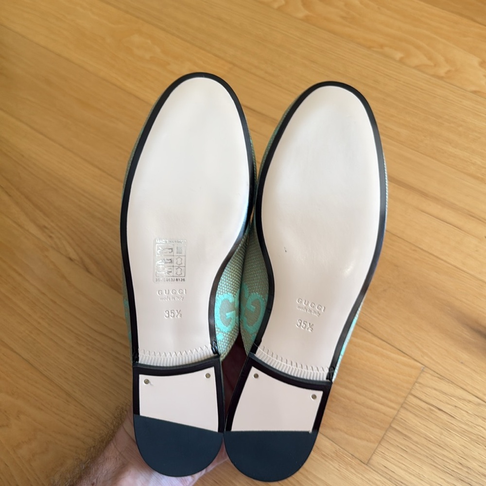 NEW Gucci Princetown Jumbo GG seafoam monogram mules - Picture 9 of 11